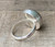 Large Round Grey Teal Mexican Fire Opal Sterling Silver Ring Size 7.25-7.75