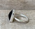 Free Form Faceted Black Spinel Sterling Silver Statement Ring Size 8-8.5