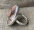 Large Oval Multi Colored Jasper Sterling Silver Ring with Floral Patterned Ring Band Size 7.5-8