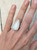 Flashy Teardrop Antique Moonstone with Floral Ring Band Sterling Silver Statement Ring Size 6.5-7