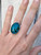 Large Oval Patterned Blue Dragon Vein Agate Sterling Silver Ring Size 6.75