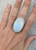 Large Oval White Rainbow Moonstone Boho Chic Sterling Silver Ring Size 8.5