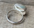 Horizontal Elegant Oval Green Druzy Crystal Sterling Silver Ring