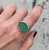 Horizontal Elegant Oval Green Druzy Crystal Sterling Silver Ring