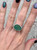 Horizontal Elegant Oval Green Druzy Crystal Sterling Silver Ring
