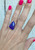 Rare Navy Blue Pink Orange Green Aurora Opal Doublet Sterling Silver Ring Size 7-7.5