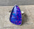 Rare Navy Blue Pink Orange Green Aurora Opal Doublet Sterling Silver Ring Size 7-7.5