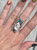 Large Rectangle White Buffalo Blue Copper Turquoise Sterling Silver Ring