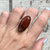 Large Oval Red Brown Green Veined Dragon Agate Sterling Silver Ring