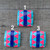 Square Inlay Turquoise Pink Agate Dark Blue Opal Sterling Silver Ring 