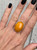 Large Oval Yellow Agate Sterling Silver Ring