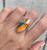 Marquise Spiny Oyster Copper Turquoise Sterling Silver Ring with Floral Band