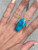 Large Oval Blue Silver Mexican Turquoise Sterling Silver Statement Ring 