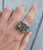 Golden Geode Rectangle Pyrite Sterling Silver Statement Ring Size 8.5-9