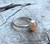 Elegant Peach Moonstone Scallop Setting Solitaire Sterling Silver Ring