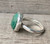 Raw Cut Faceted Oval Green Emerald Sterling Silver Ring Size 7.75-8.25
