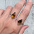 Diamond Shaped Faceted Brown Montana Agate Sterling Silver Ring
