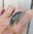 Large Crescent Moon Green Kyanite Sterling Silver Ring Size 7.75-8.25