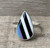 Teardrop Blue Pink Simulated Bello Opal White Black Ceramic Inlay Stone Ring Made to Order