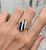 Teardrop Blue Pink Simulated Bello Opal White Black Ceramic Inlay Stone Ring Made to Order