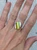 Oval Neon Yellow Green Opal White Hot Pink Agate Inlay Stone Ring Size 7.25-7.75