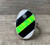 Oval Neon Yellow Green Bello Opal White Black Ceramic Inlay Stone Ring Size 7-8