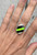 Oval Neon Yellow Green Bello Opal White Black Ceramic Inlay Stone Ring Size 7-8