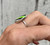 Oval Neon Yellow Green Bello Opal White Black Ceramic Inlay Stone Ring Size 7-8