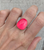 Geometric Faceted Free Form Hot Pink Chalcedony Sterling Silver Ring 7.5-8