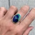 Oval Royal Blue Green Monarch Sterling Opal Sterling Silver Ring Sizes 8.25-9.25