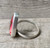 Geometric Free Form Rose Red Pink Copper Turquoise Sterling Silver Ring Size 7-8