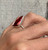 Geometric Free Form Rose Red Pink Copper Turquoise Sterling Silver Ring Size 7-8