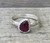 Dainty Free Form Solitaire Faceted Red Garnet Sterling Silver Ring Sizes 7.5-8.5