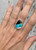 Free Form Baby Blue Bello Opal Black and White Ceramic Inlay Sterling Silver Ring Sizes 8-9
