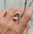 Cushion Cut Pink Coral Bello Opal and Ceramic Inlay Stone Sterling Silver Statement Ring  Sizes 7.75-8.75