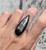 Unique Rocker Statement Teardrop Orthoceras Fossil Skeleton  Sterling Silver Ring