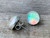 Large Round White Aurora Opal Quartz Doublet Sterling Silver Earring Studs