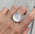 Large 20mm Round Luminescent White Mother of Pearl Sterling Silver Statement Ring