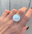  Luminescent White Mother of Pearl Ring in Serrated Bezel Sterling Silver Ring