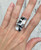 Large Rectangle Black and White Buffalo Turquoise Sterling Silver Statement Ring