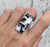 Large Rectangle Black and White Buffalo Turquoise Sterling Silver Statement Ring