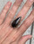 Large Teardrop Petrified Black Palm Wood Sterling Silver Ring Size 8.25-8.5