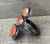 Tri Stone Orange Botswana Agate Sterling Silver Statement Ring Size 8.75