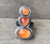 Tri Stone Orange Botswana Agate Sterling Silver Statement Ring Size 8.75
