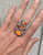 Tri Stone Orange Botswana Agate Sterling Silver Statement Ring Size 8.75