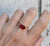 Edgy Geometric 14 Karat Gold Plated Red Ruby Ring with Cubic Zirconia Accents