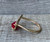 Edgy Geometric 14 Karat Gold Plated Red Ruby Ring with Cubic Zirconia Accents