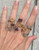 14 Karat Gold Plated Raw Amethyst Aquamarine Citrine Gemstone Adjustable Ring