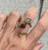 14 Karat Gold Plated Raw Amethyst Aquamarine Citrine Gemstone Adjustable Ring