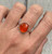 Geometric Faceted Carnelian with Floral Band Sterling Silver Ring Size 9.25-10.25 